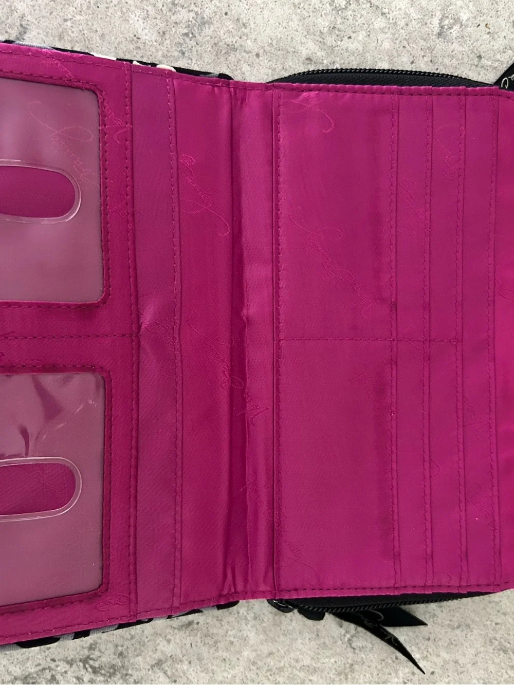 Vera Bradley Black White Gray Pink Quilted Wallet